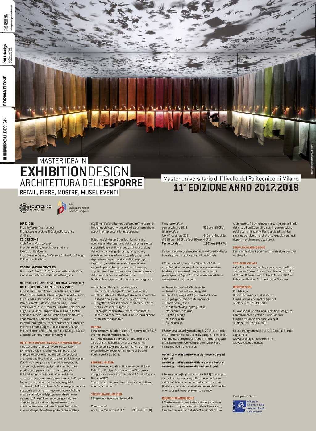 MASTER IDEA IN EXHIBITION DESIGN: APERTE LE SELEZIONI PER L'EDIZIONE 2017-2018