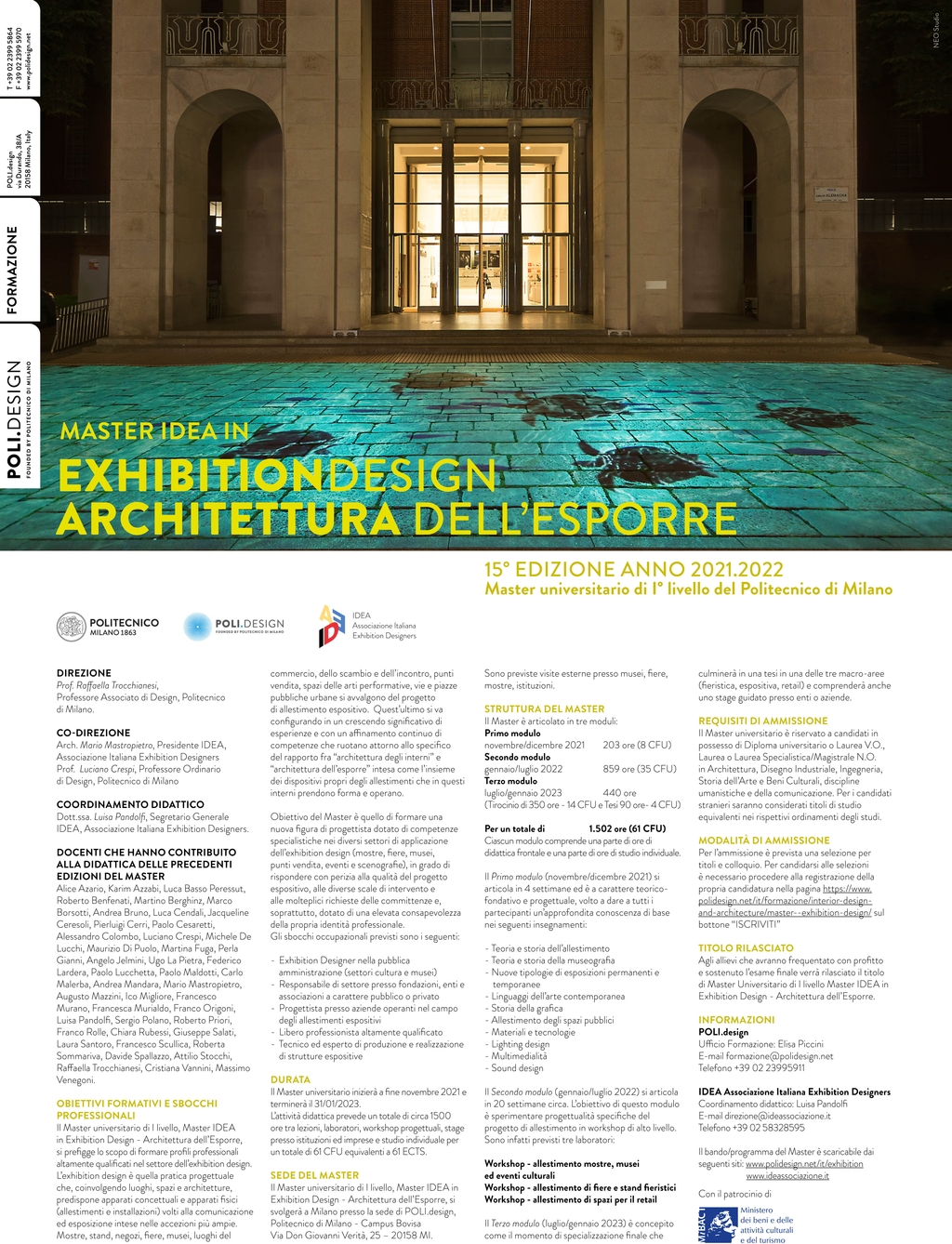 Master IDEA in Exhibition Design: al via la XV edizione!